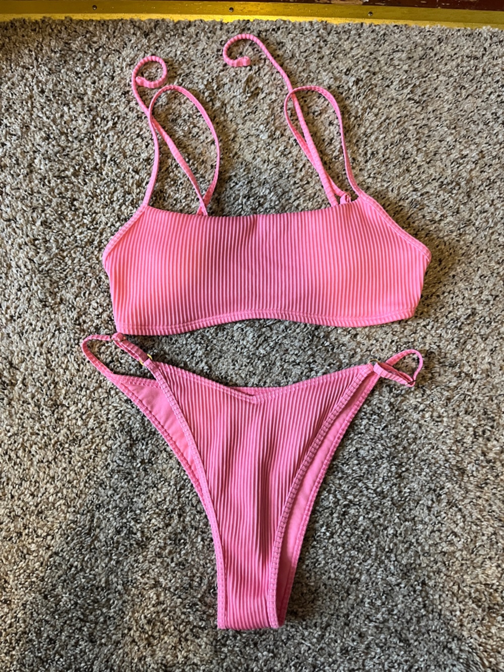 Hollister Pink Ribbed Bikini Set